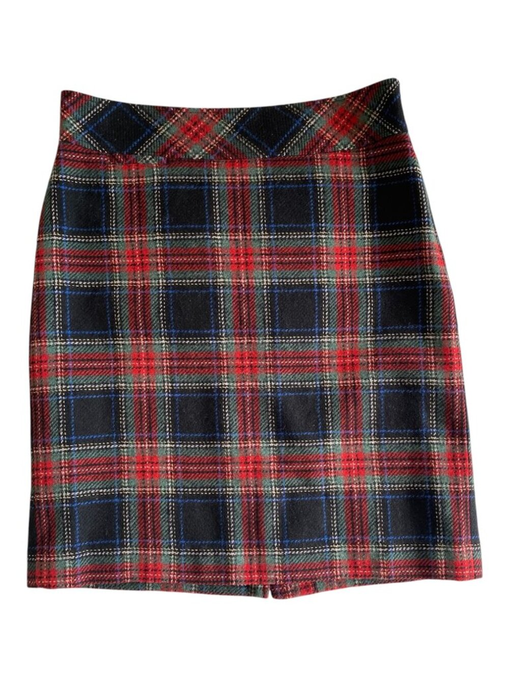 LL Bean Plaid Wool Blend Lined Straight Pencil Skirt Tartan Mini Sz 6 Reg